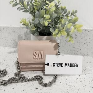 Steve Madden Pink Small Card Wallet With Chain New